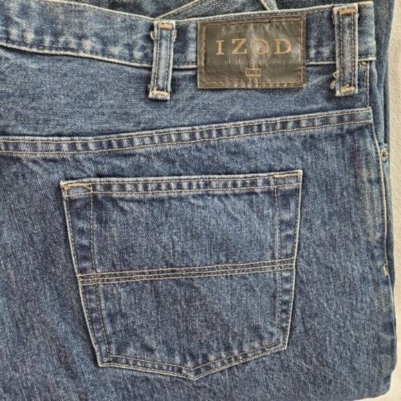 IZOD Jeans Men's 40x32 Blue Denim Classic Fit Waist Dark Wash Vintage Straight - Picture 2 of 15